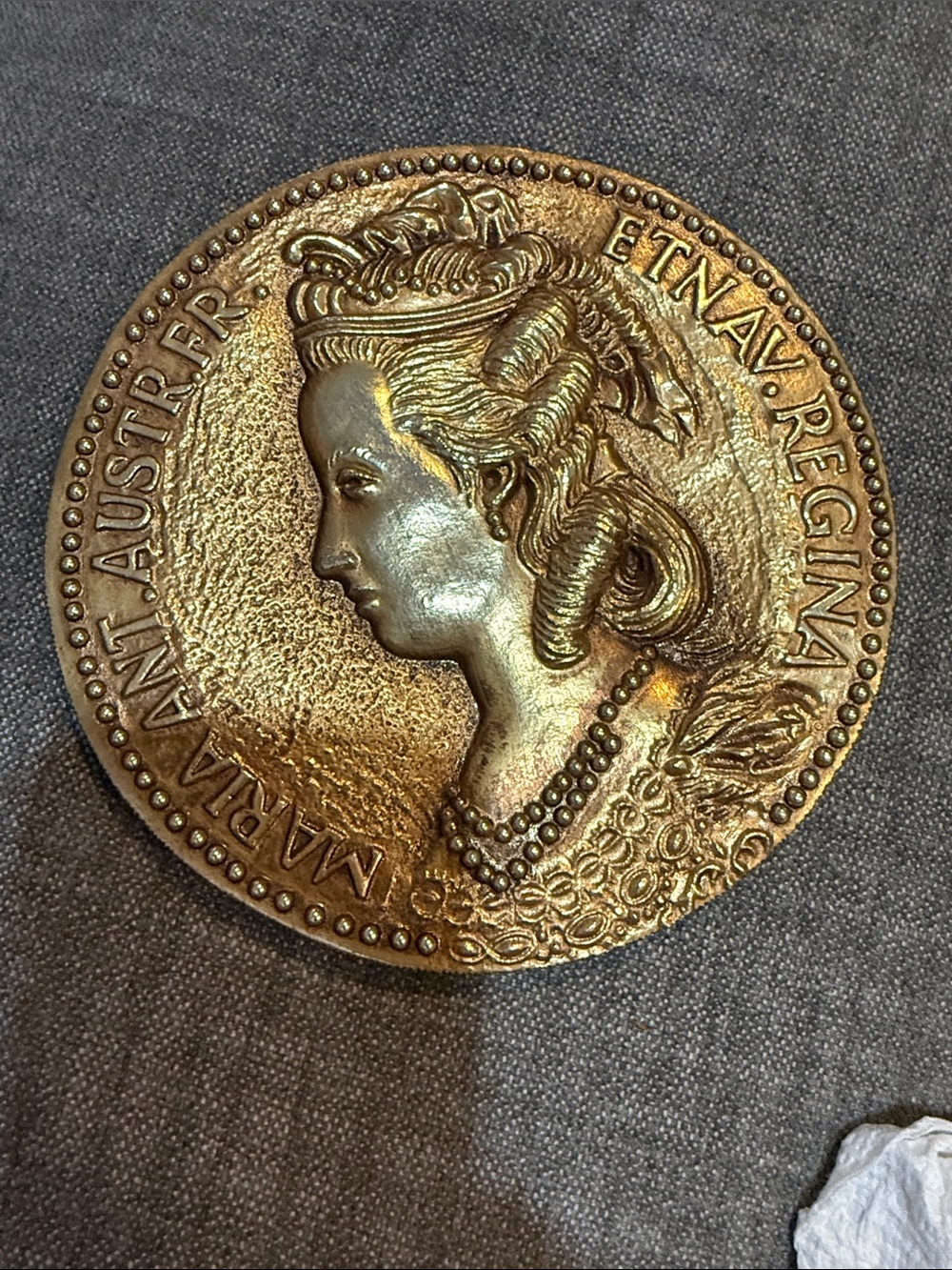 Vintage-Inspired Gold Medallion wall hanging